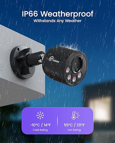 Miniatura 7 de Loocam Sistema de cámara de seguridad PoE de 16CH 8MP, 4TB HDD 4K 8pcs cámaras IP PoE con IA humano/detección de vehículos, NVR H.265+ de 16 canales