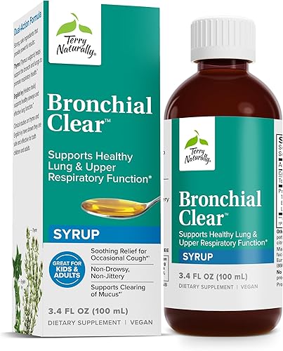 Terry Naturally Bronchial Clear - Jarabe de 3.4 onzas líquidas - Apoya la función pulmonar saludable y respiratoria superior - Fórmula no