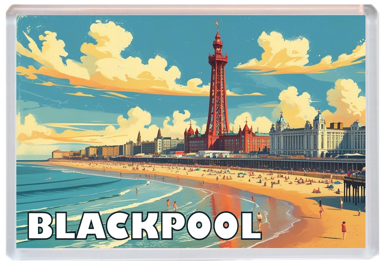 Baked Bean Store Multicolor Blackpool - Jumbo Artistic Fridge Magnet 96 X 67Mm