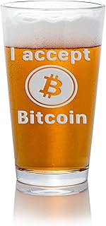 Accept Bitcoin Pint Beer Glass - Classic Charm, Bitcoin Gift, Crypto Gift, Ethereum Gift, Cryptocurrency, Digital Currency, Cash Gift, Satosho, Hodl