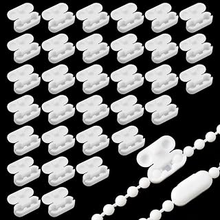 60 Pcs Ball Bead Chain Connectors, 0.16"/4mm Ball Diameter Pull Chain Connectors, Plastic Ball Chain Cord Clips for Vertical Roller Blind Window, Household Blinds Parts Replacement/Repair (White)