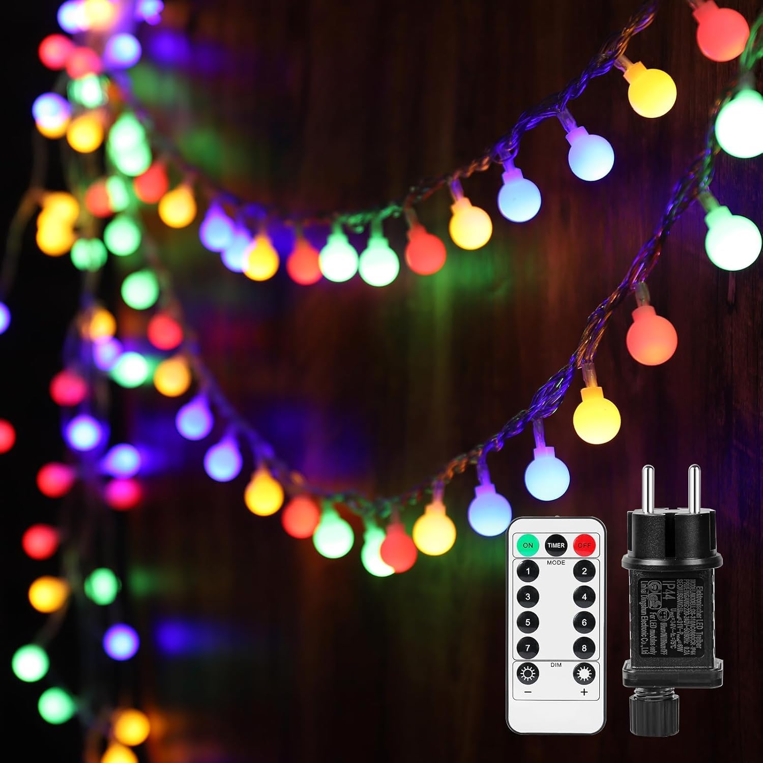 GuKKK Guirnaldas Luces Exterior, 13M 100LED Luz Led Jardin, Cadena de Luces Interior Decoración con 8 Modos para Terraza Patio Balcones Fiesta Boda Navidad - Blanco Cálido (color)