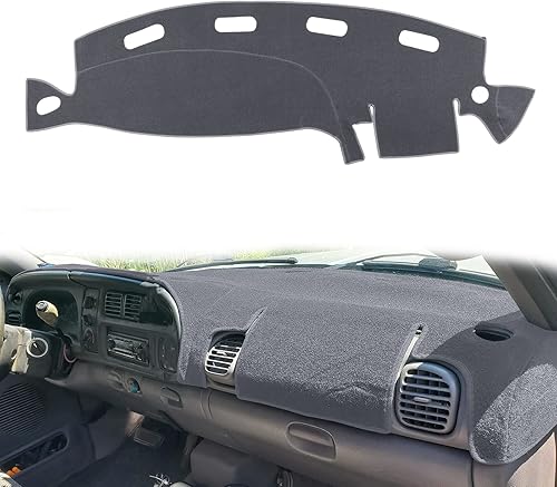 HanLanKa Cubierta negra de tablero de alfombra para Dodge Ram 1500 2500 3500 1998-2001, cubierta de tablero de ajuste personalizado, fácil