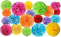 Vista 11 de Juego de 20 pompones de papel, flores de papel de seda para cumpleaños, bodas, despedidas de soltera, baby shower, decoración de guardería