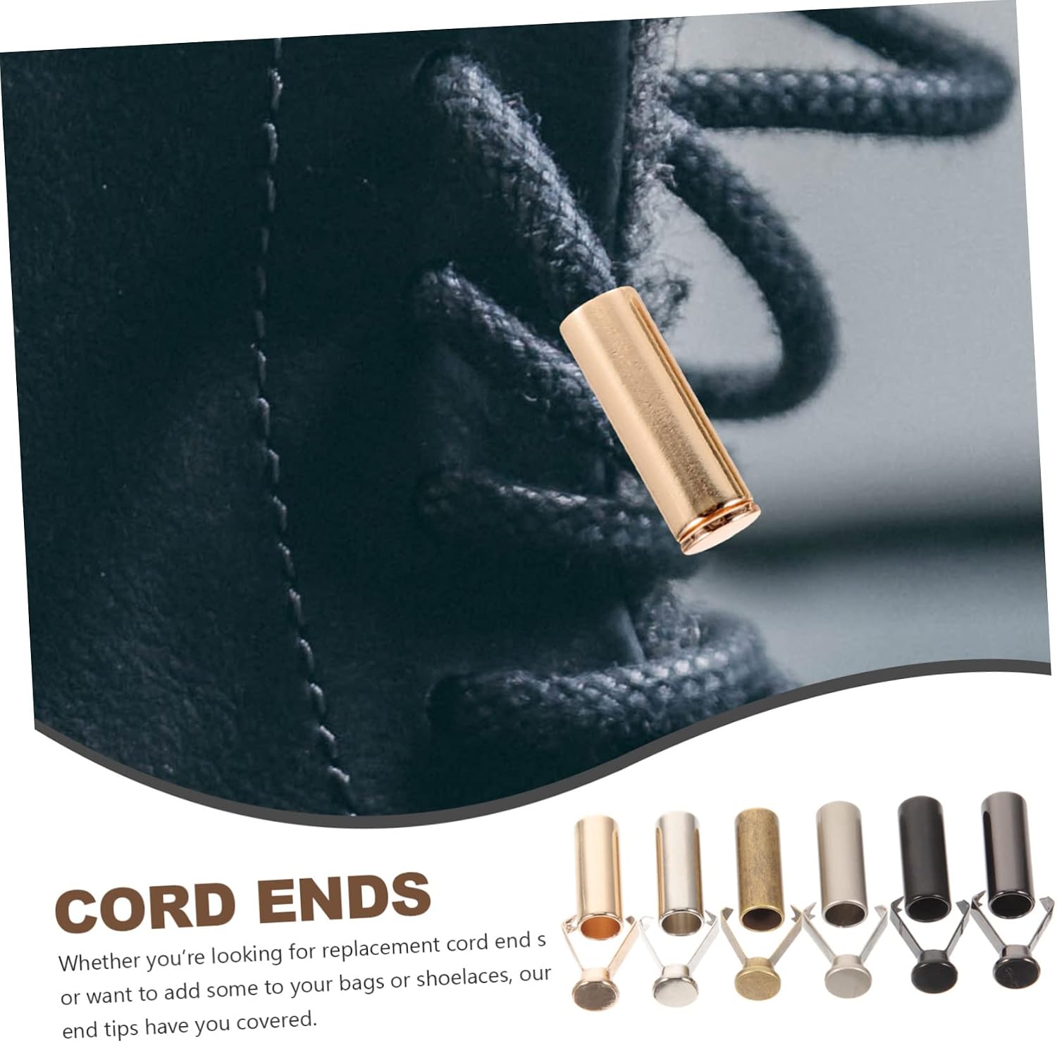 Cord Ends for Drawstrings Metal Shoelace End Caps 24 Pack Replacement for Shoelace Tips Rope Stoppers for DIY