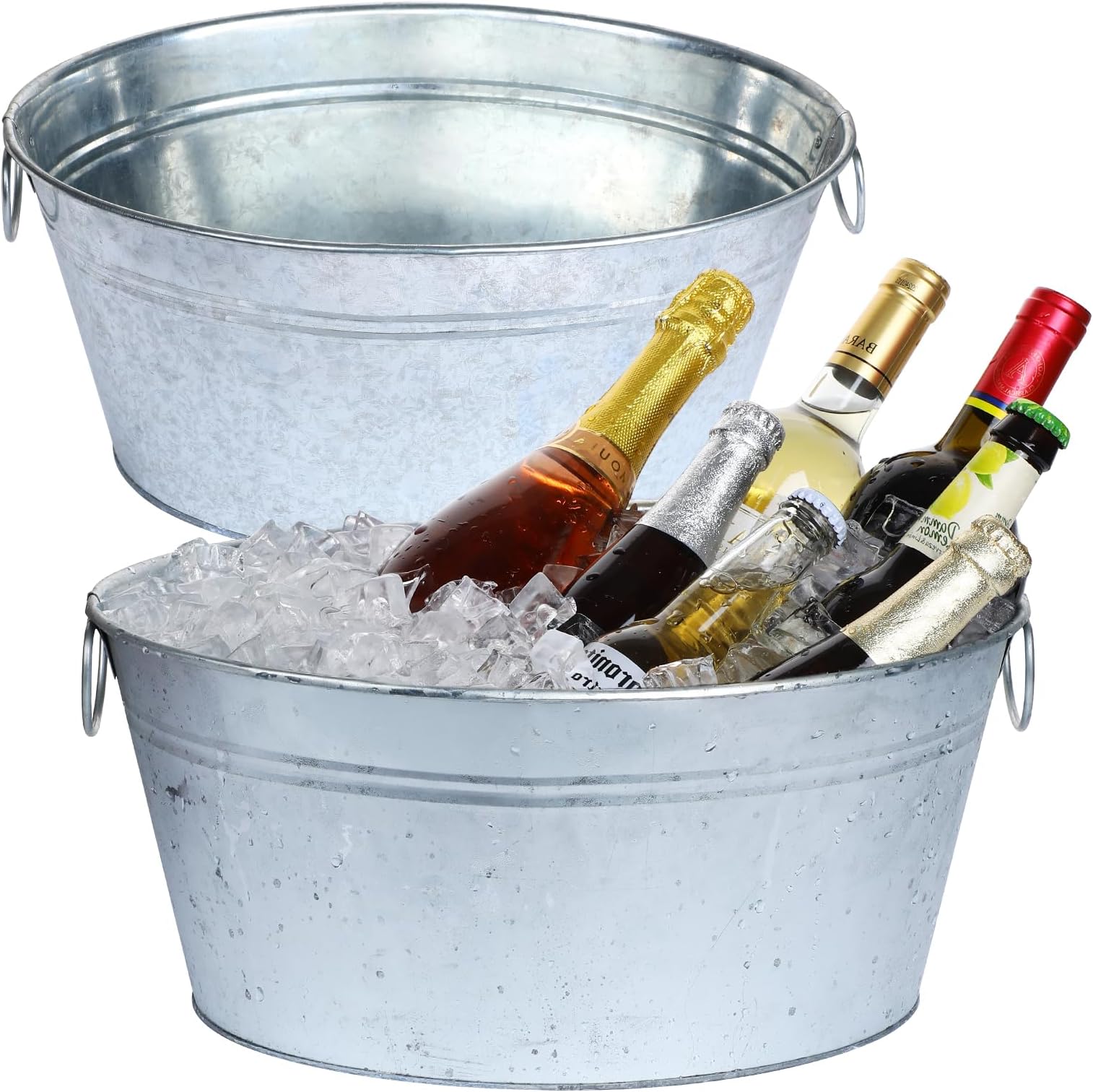 4PCS 4 Gallon Galvanized Tub with Carry Beer Drink Storage