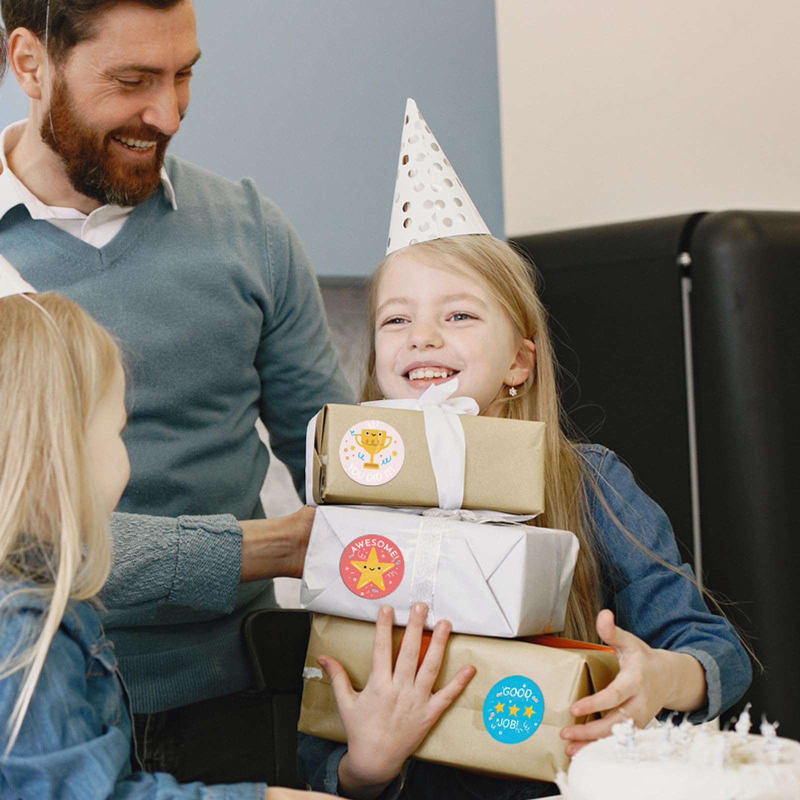 1500 Autocollants Récompense Enfants - 3 Rouleaux Stickers Animaux Motivant Pour École Et Maison