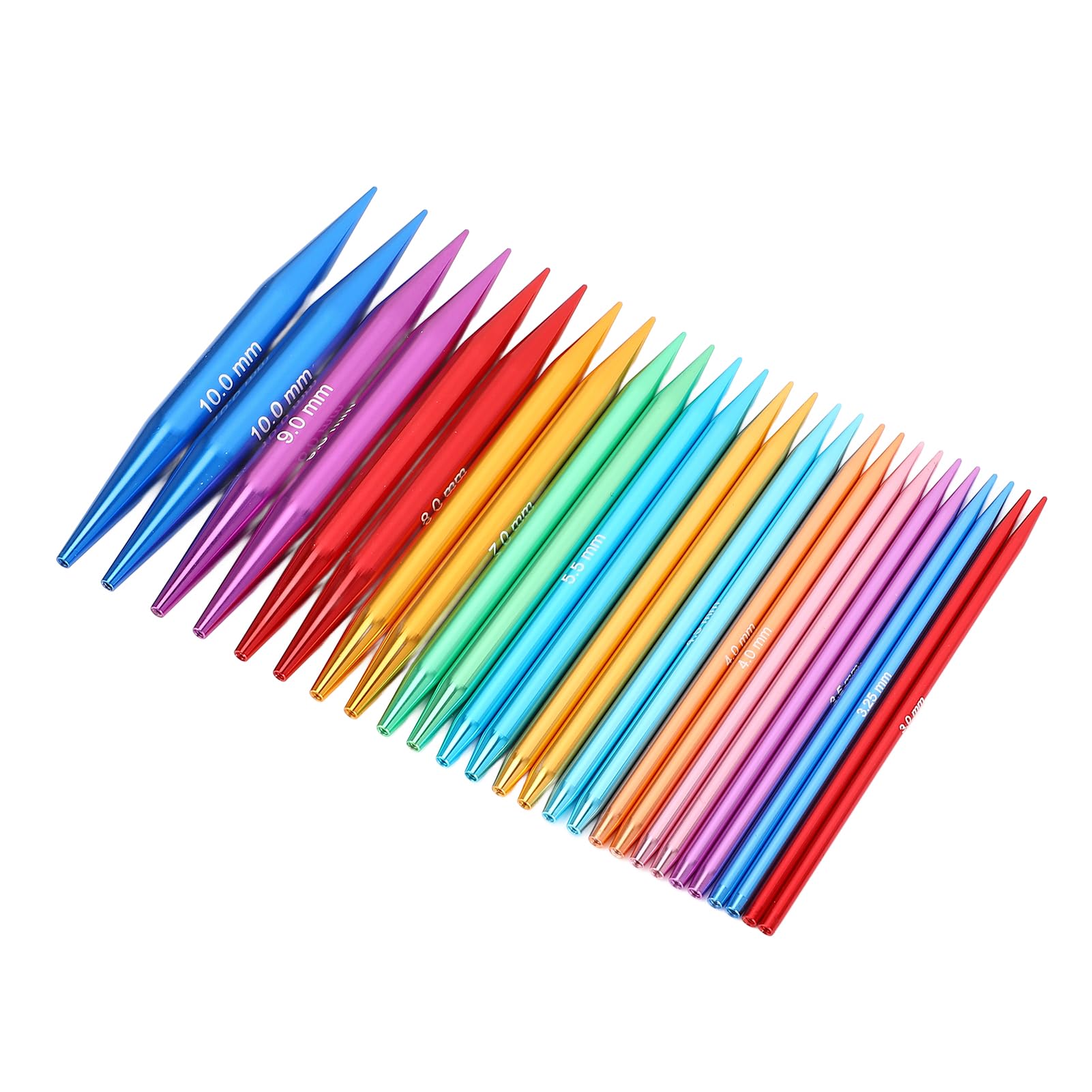 Jiawu Ferri da Maglia Circolari, 26 Pezzi 13 Paia di Ferri da Maglia Intercambiabili in Alluminio da 3,0 a 10,0 Mm, da Rimovibili con Lunghezza 10 Cm e 4 Cavi per Maglioni a