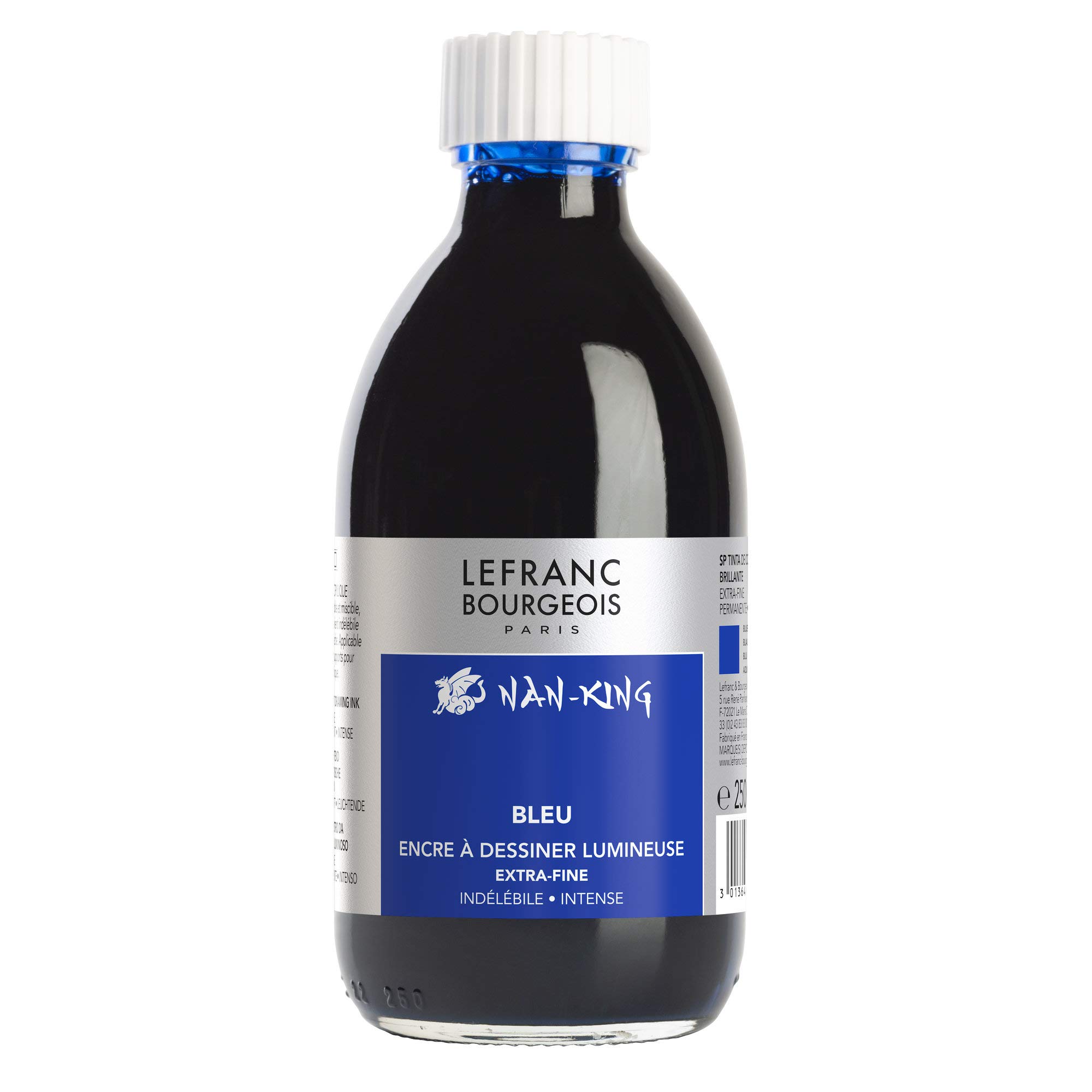 Lefranc Bourgeois Encre de Couleur Indélébile Nan-King Flacon 250ml Bleu
