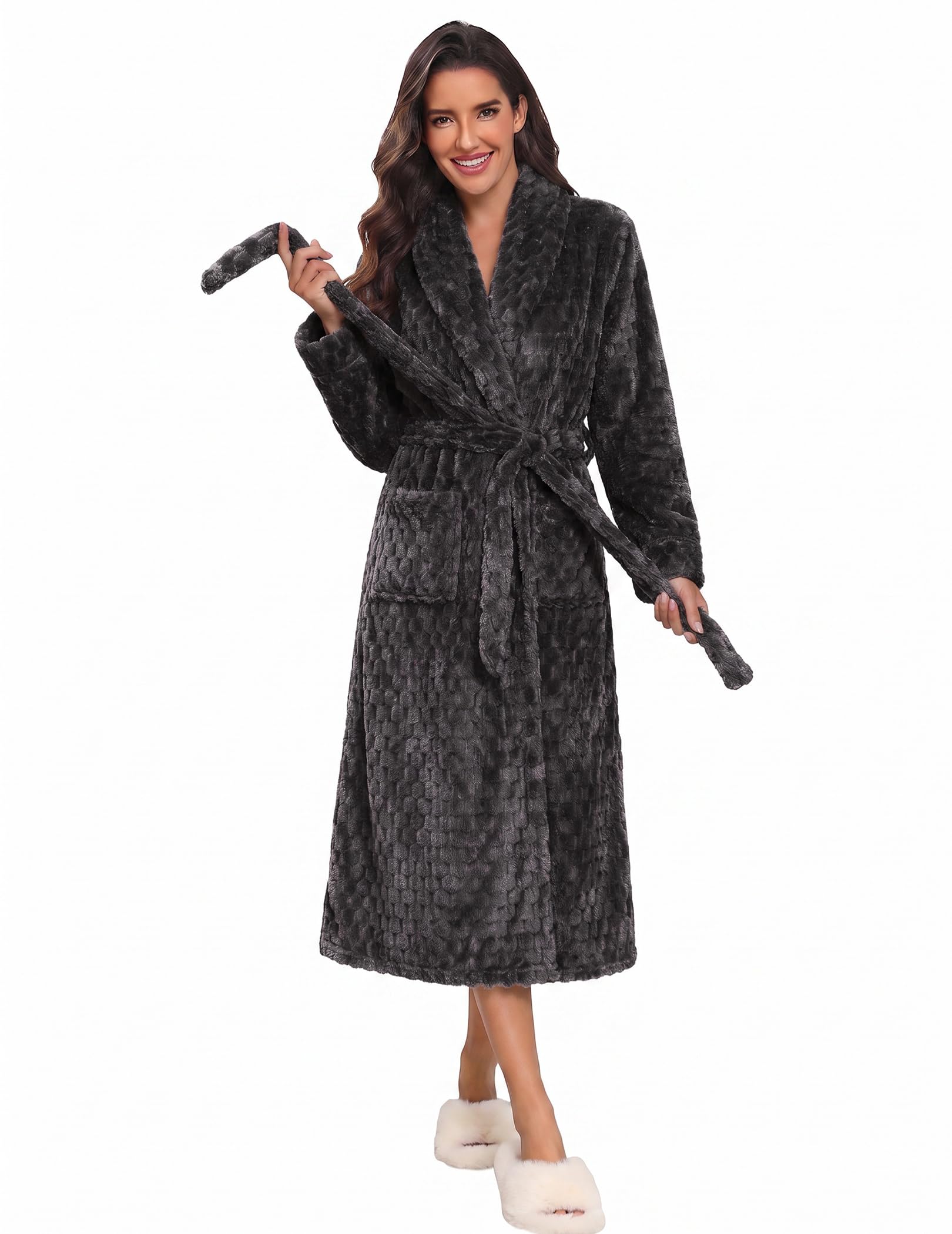 Ekouaer Women's Jacquard Bathrobe
