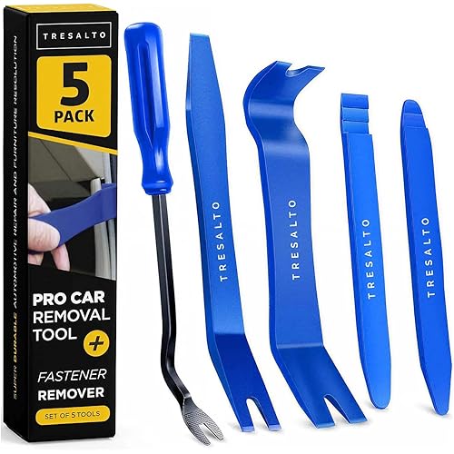 Auto Trim Removal Tool Kit - 5 Piece Set for Dash, Door Panel, Clip Remover - Scratch-Resist Nylon Pry Tools for Interior Car Trims Work - Panel Prying Tools Included - Blue