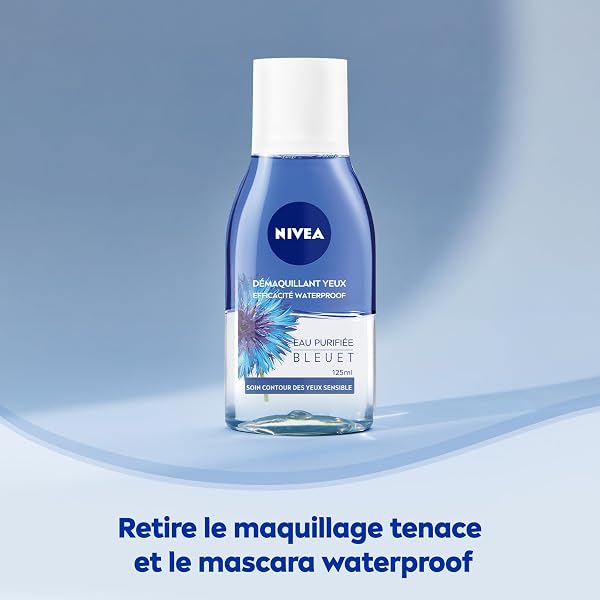 NIVEA Démaquillant Yeux Double Action au Bleuet (1 x 125 ml), nettoyant visage enrichi en eau purifiée, soin visage femme pour tous types de peaux, format voyage - 2
