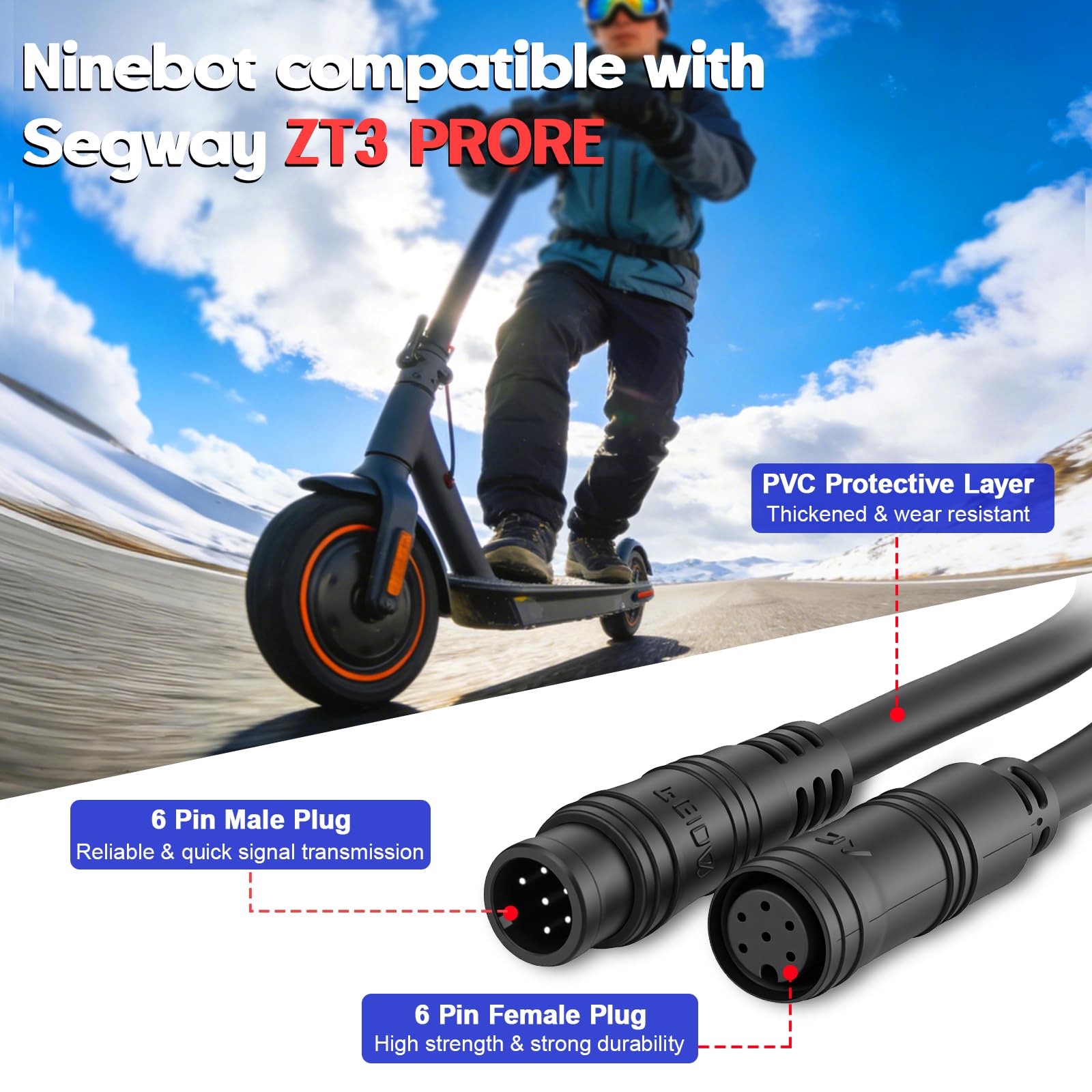 Câble de déverrouillage de puce Tuning pour Segway Ninebot ZT3 Pro/Pro E, câble spécial Plug & Play pour augmenter la vitesse 35-40 km/h avec bouton de commutation rapide, accessoire de