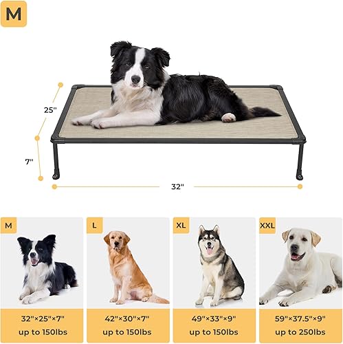 Miniatura 4 de Veehoo Cama elevada refrescante para perros para exteriores, cama elevada a prueba de mordeduras para perros medianos, plataforma lavable para