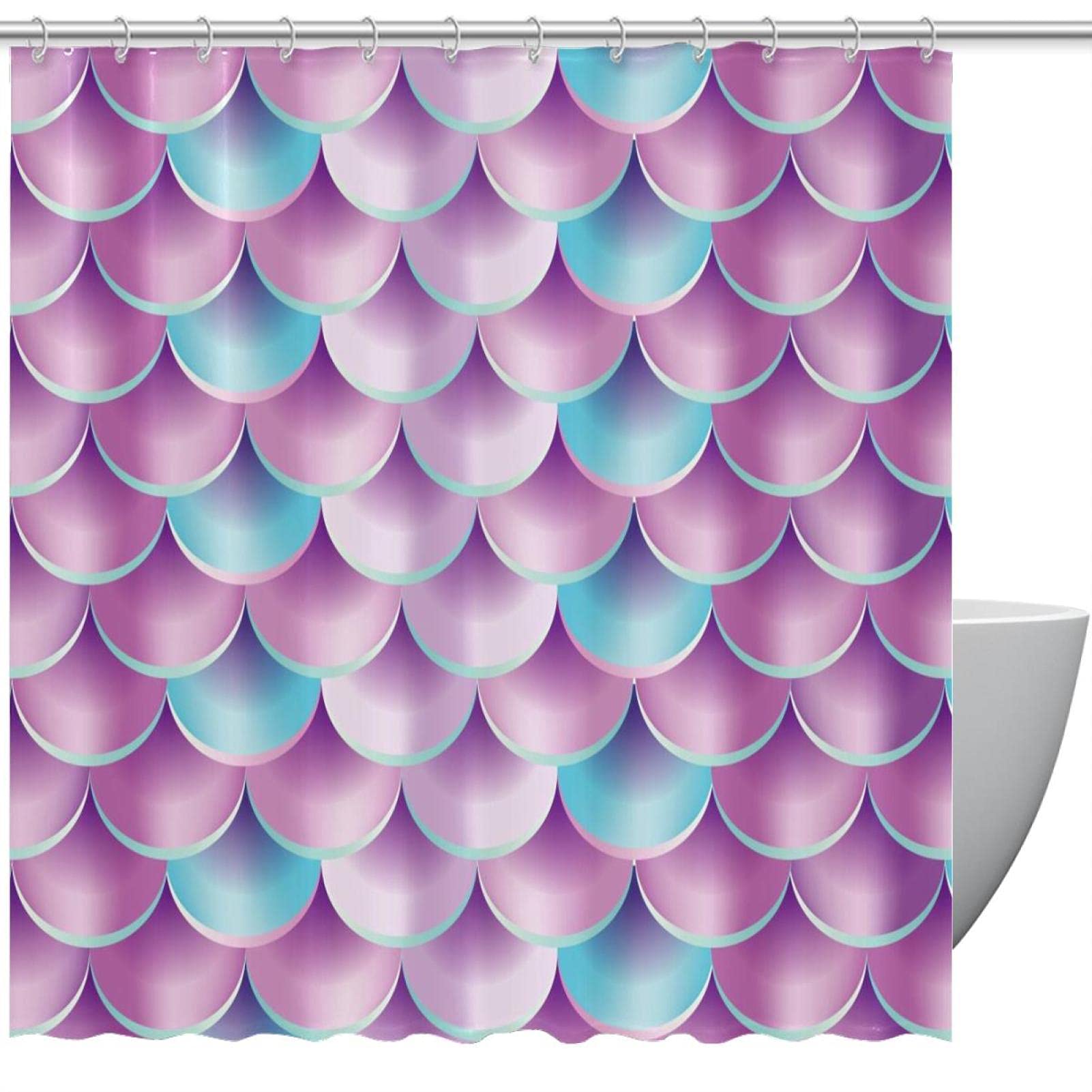Rideau de douche imperméable motif poisson pour une salle de bain sèche