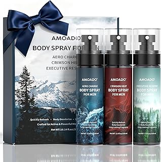 Men’s Body Spray Set – Body Spray for Men,Deodorizing Body Mist Refreshing Spray, Aluminum-Free Cologne Valentines Day Gift Set for Him, Oriental & Woody Scents,Each 3.4 fl oz