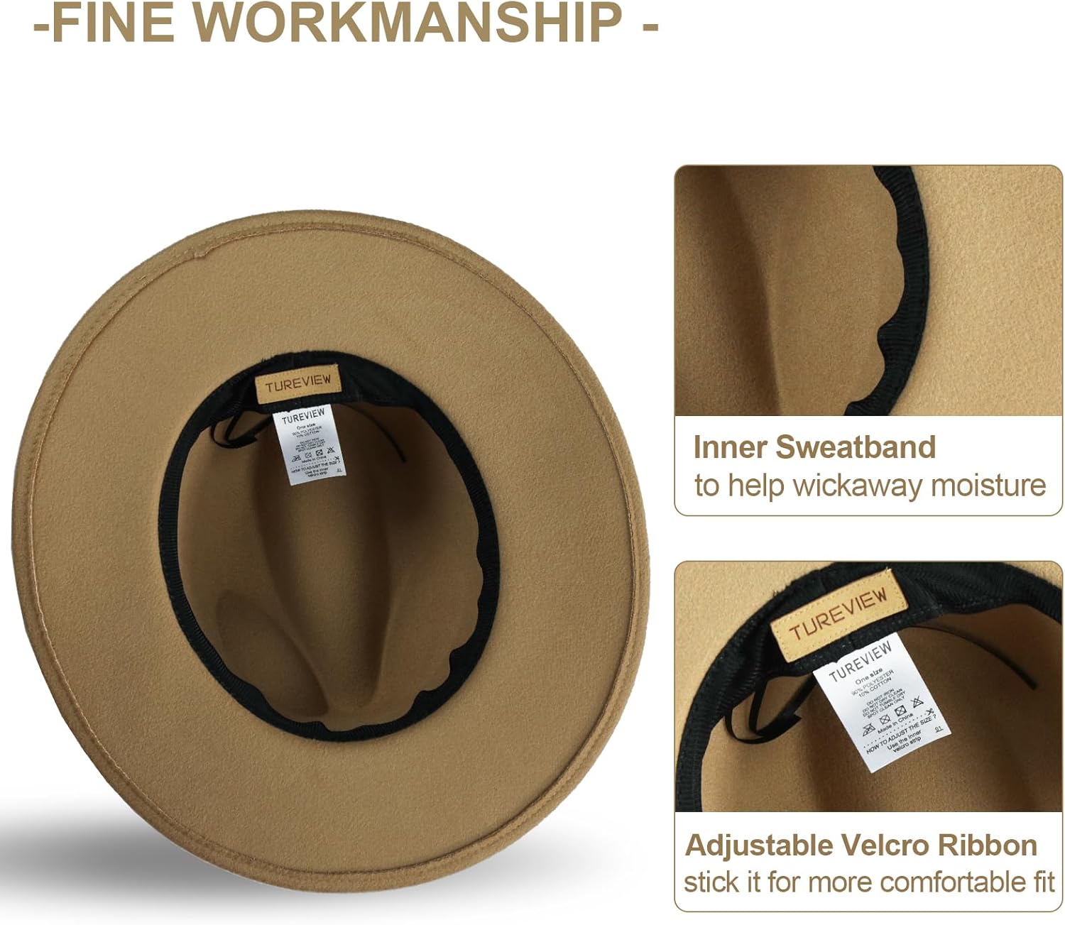 Women's Fashion Flat Wide Brim Hat Classic Wool Felt Panama Hat with Belt Buckle - Image 5