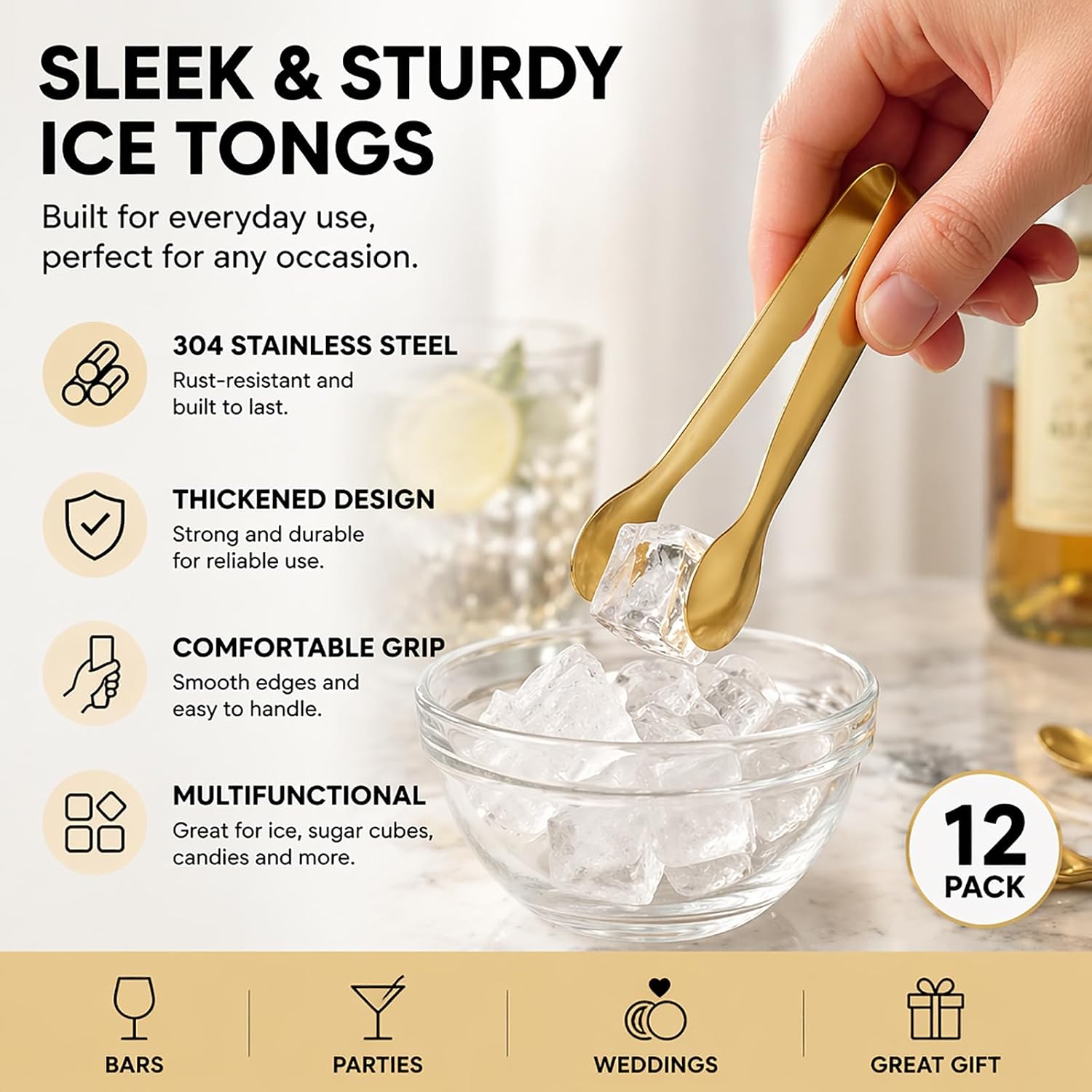 Mini Tongs Kit - Gold Mini Tongs -Mini Tong - Sauce Bowls - Dinner Parties