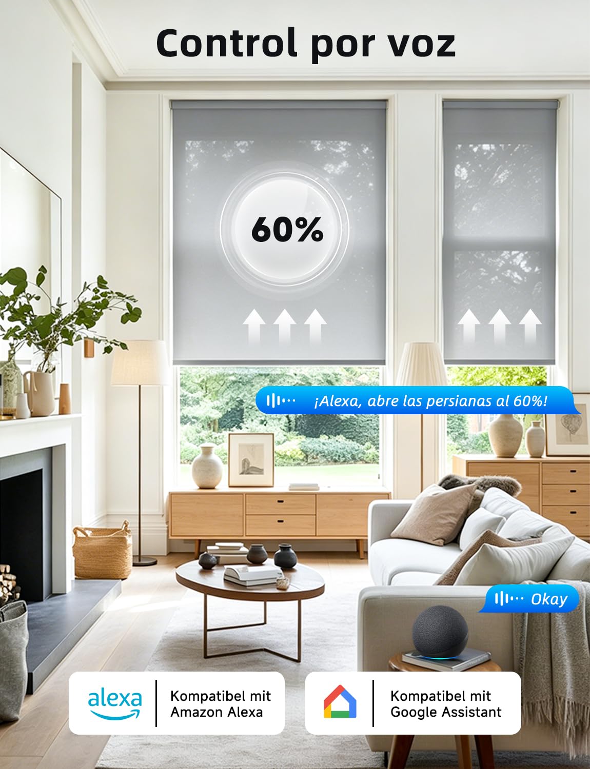 Interruptor Persiana WiFi para Cortina Inteligente, Control de Porcentaje, Temporizador Domótico Compatible con Alexa y Google Home, Panel de Vidrio Táctil, Requiere Hilo Neutro, 4 Packs