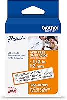 Vista 78 de Brother P-touch TZe-M31 Cinta laminada de primera calidad con impresión en negro mate, 12 mm (0.47”) de ancho x 8 m (26.2’) de largo, TZEM31