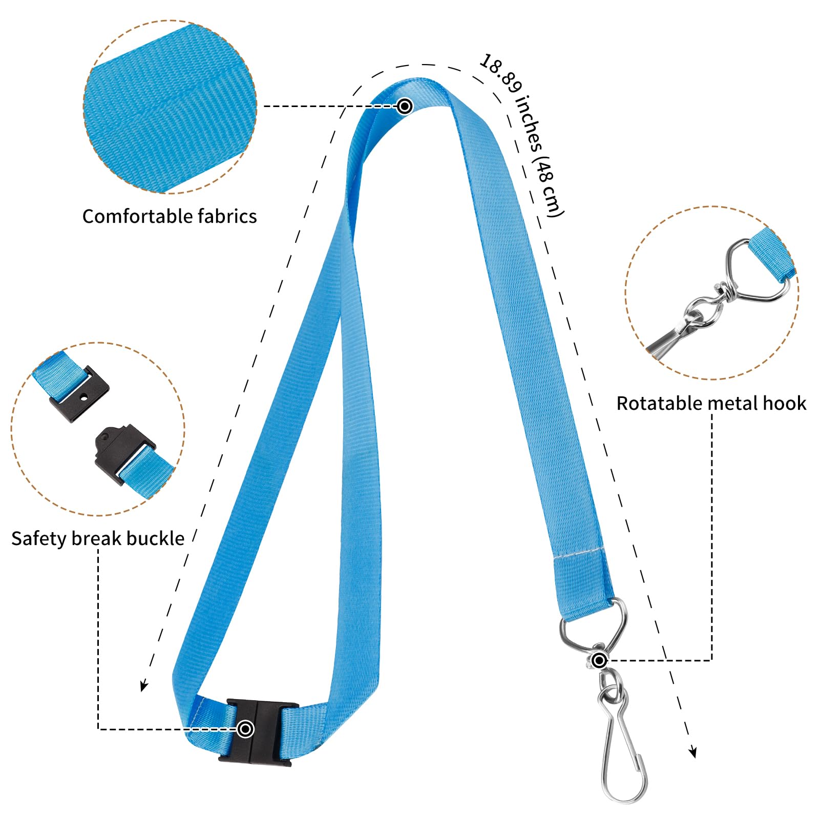 saerryor 8PCS Breakaway Lanyard for Card Holders Quick Release Lanyards with Safety Breakaway Clip and Oval Clasp - Image 2
