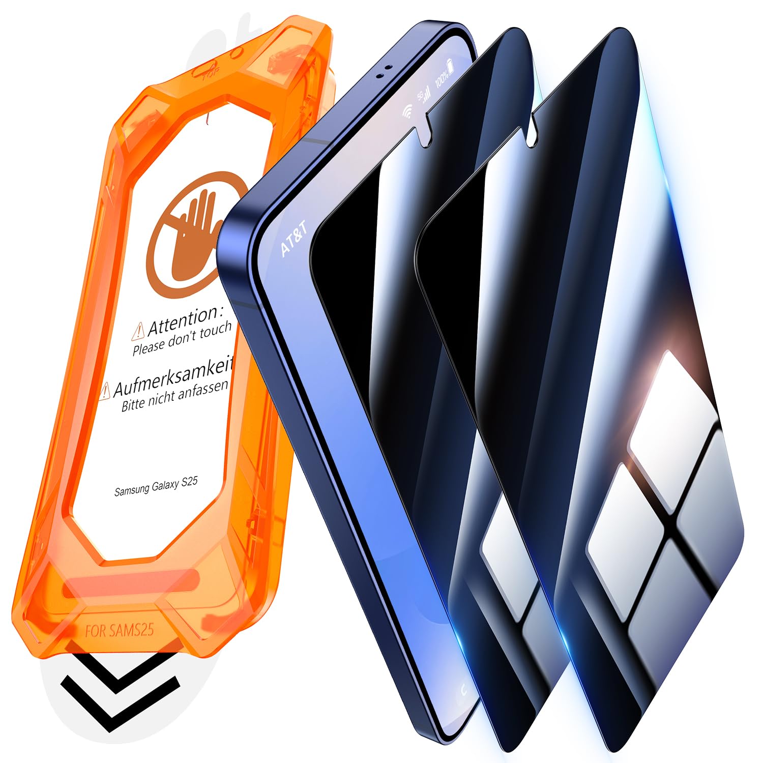 UniqueMe für Samsung Galaxy S25 für Panzerglas Sichtschutz - [Full Screen Displayschutz] Schutzfolie Sichtschutz für Samsung Galaxy S25 Schutzglas,Auto Installation,2 Stück