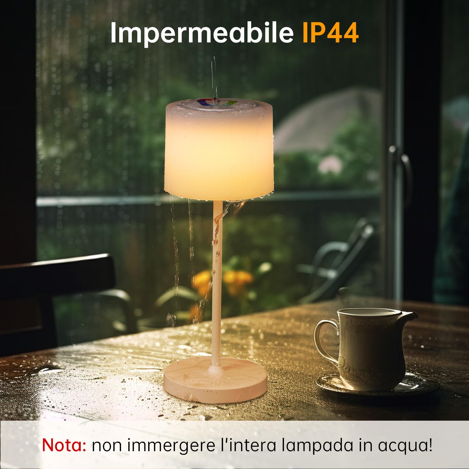 WOWDSGN Lampada da Tavolo con Base di Ricarica a Contatto - Lampada da Scrivania senza Fili Ricaricabile - 3000K/4000K/5000K/RGB - 4000mAh - Interni/Esterni