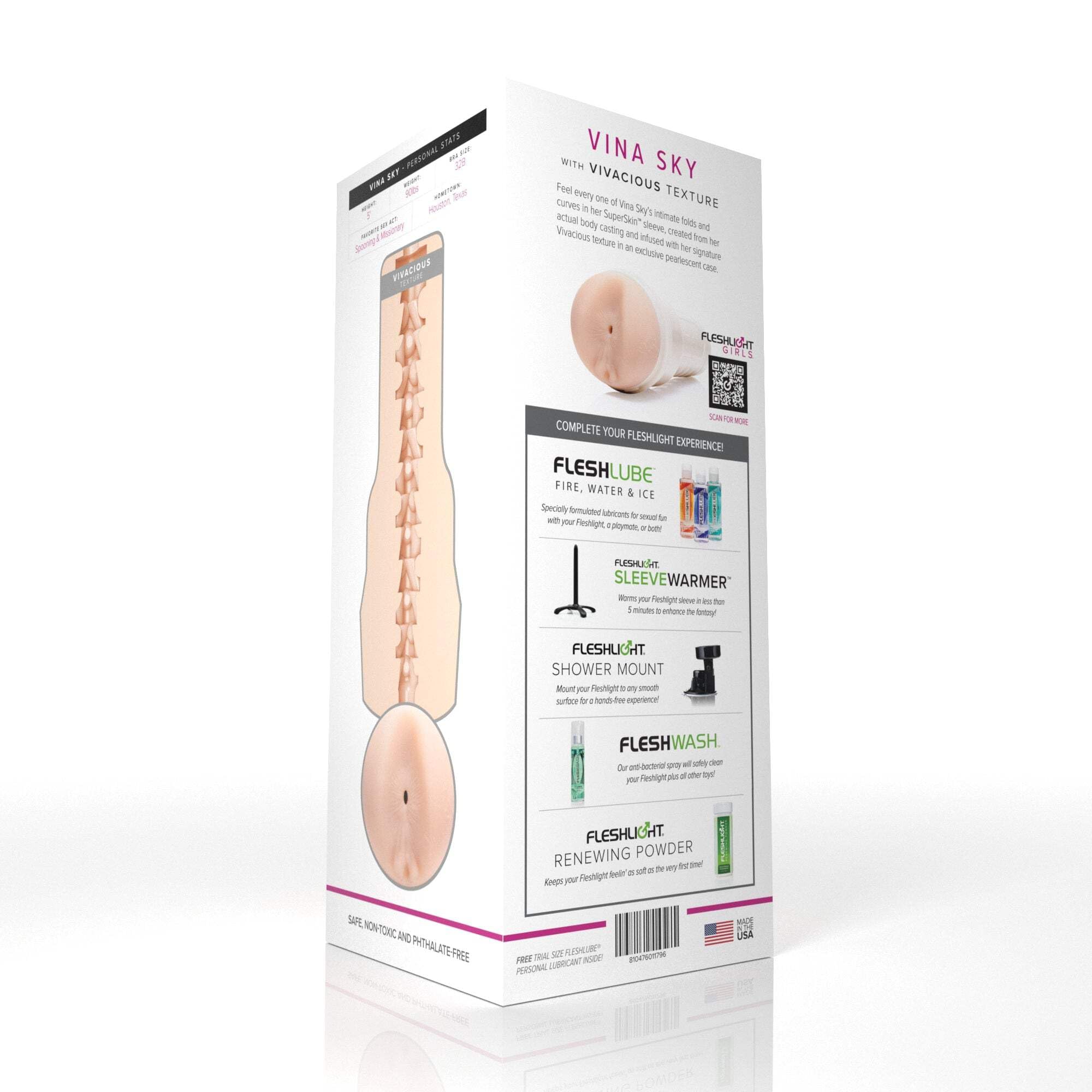 Fleshlight - Vina Sky Vivacious - masturbateur discret et stable en matériau SuperSkin réaliste