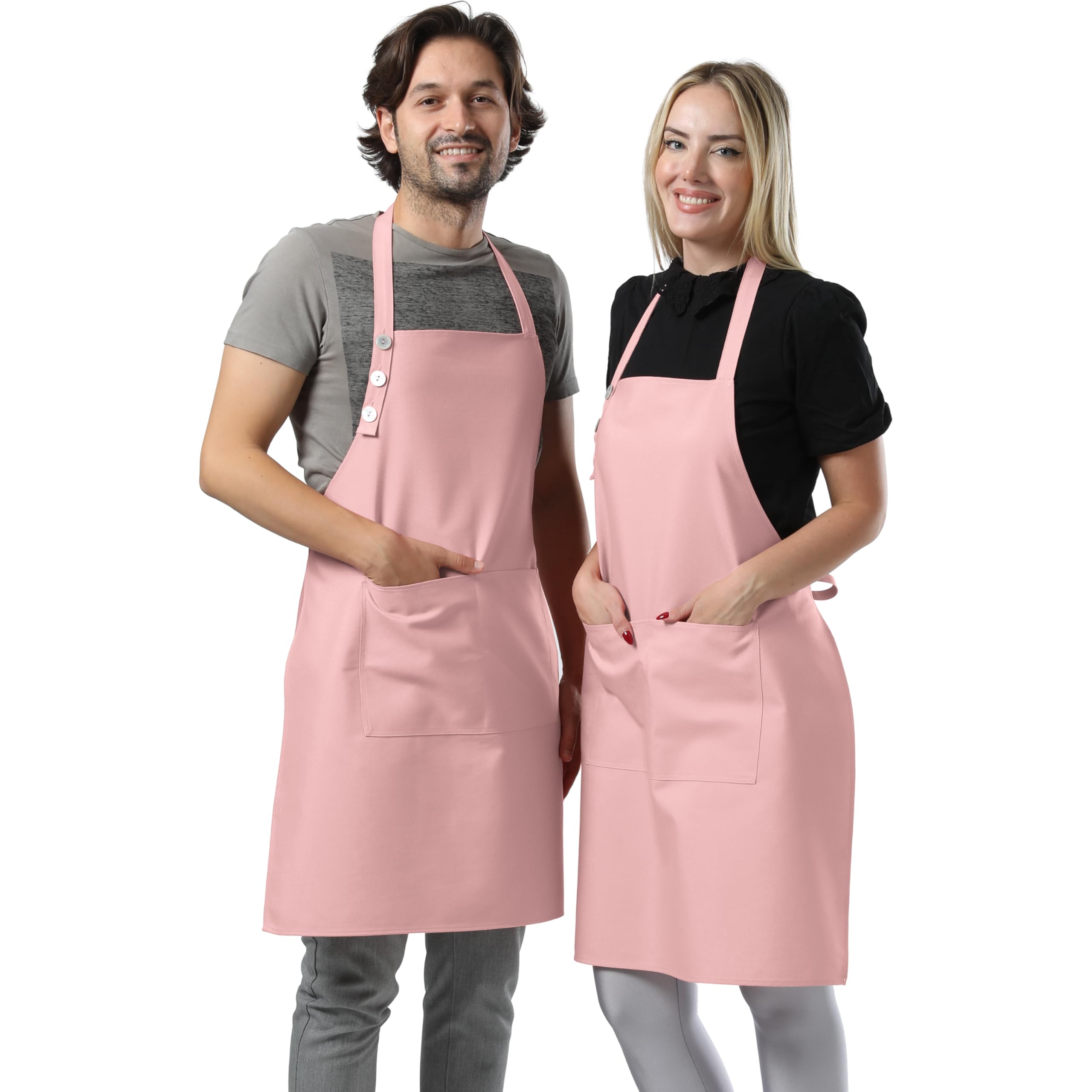 TOSHE Kitchen Apron Waterdrop Resistant Cotton Apron with adjustable Aprons for Women with Pockets 12 Color option Cooking