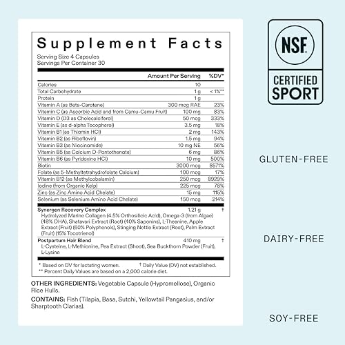 Miniatura 6 de Nutrafol Suplementos para el crecimiento del cabello posparto, clínicamente probados para cabello visiblemente más grueso y menos desprendimiento,