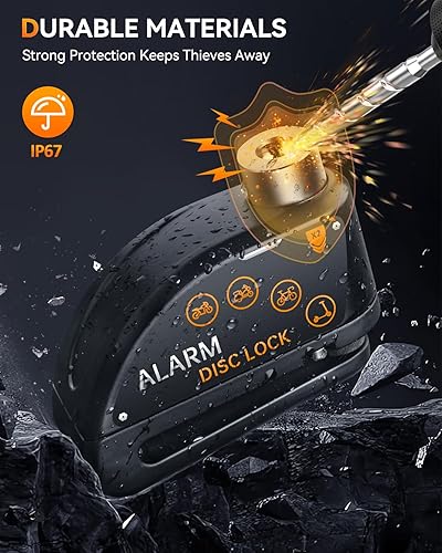 Miniatura 10 de ONVIAN Candado de motocicleta recargable con cable antirrobo de alambre de acero de 6 pies, alarma de motocicleta de 120 dB con modo de reposo, para