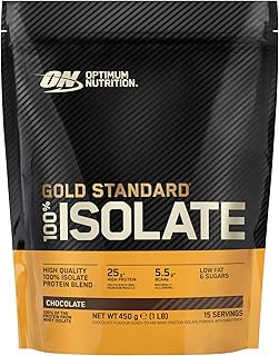 Visuel du produit : Optimum Nutrition Gold Standard 100% Isolat de Protéine de Whey en Poudre, Goût Chocolat, 450g, 15 Doses