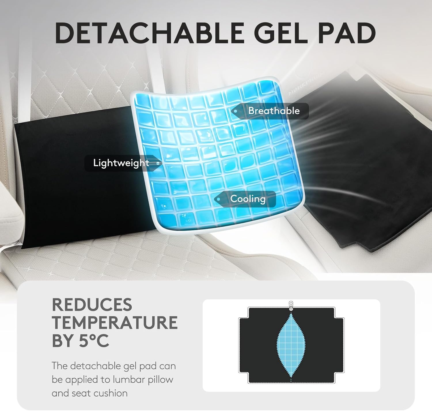 Gaming Chair Breathable Fabric,Computer Office Chair with Footrest,Massage Lumbar Support and Gel Pad,Ergonomic Reclining Gamer Chair with Adjustable Armrests and Spring Cushion Beige - Image 5