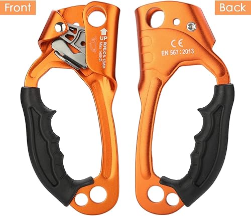 Miniatura 5 de Ascensor de mano de escalada para arbolista de escalada (derecha e izquierda) para cuerda de 8 ~ 0.512 in izquierda - naranja