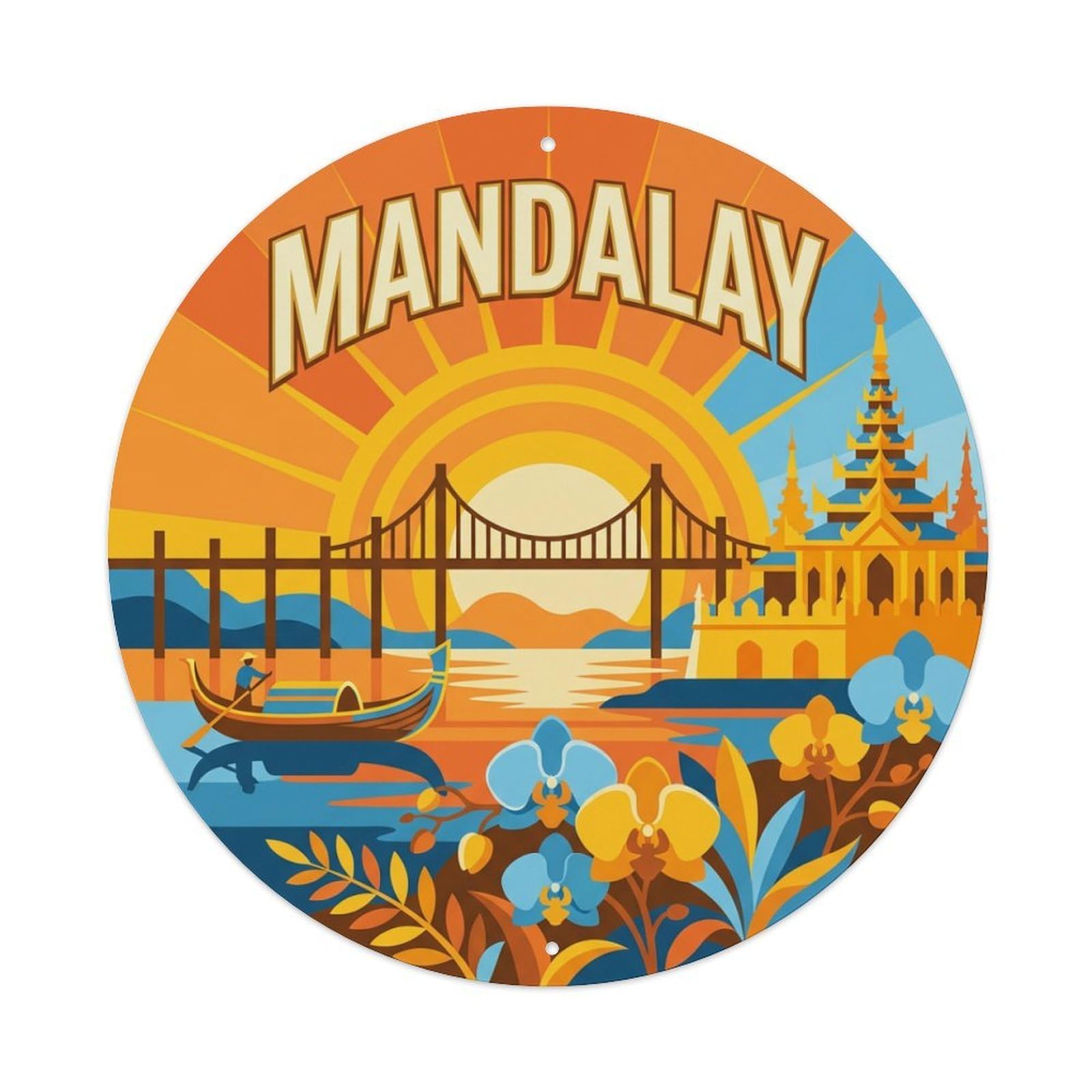 Retro Travel Myanmar Mandalay Metal Tin Sign