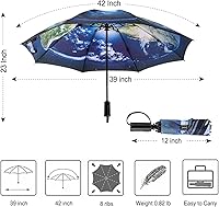 Vista 96 de LANBRELLA Paraguas plegable inverso compacto paraguas de viaje a prueba de viento automático Negro