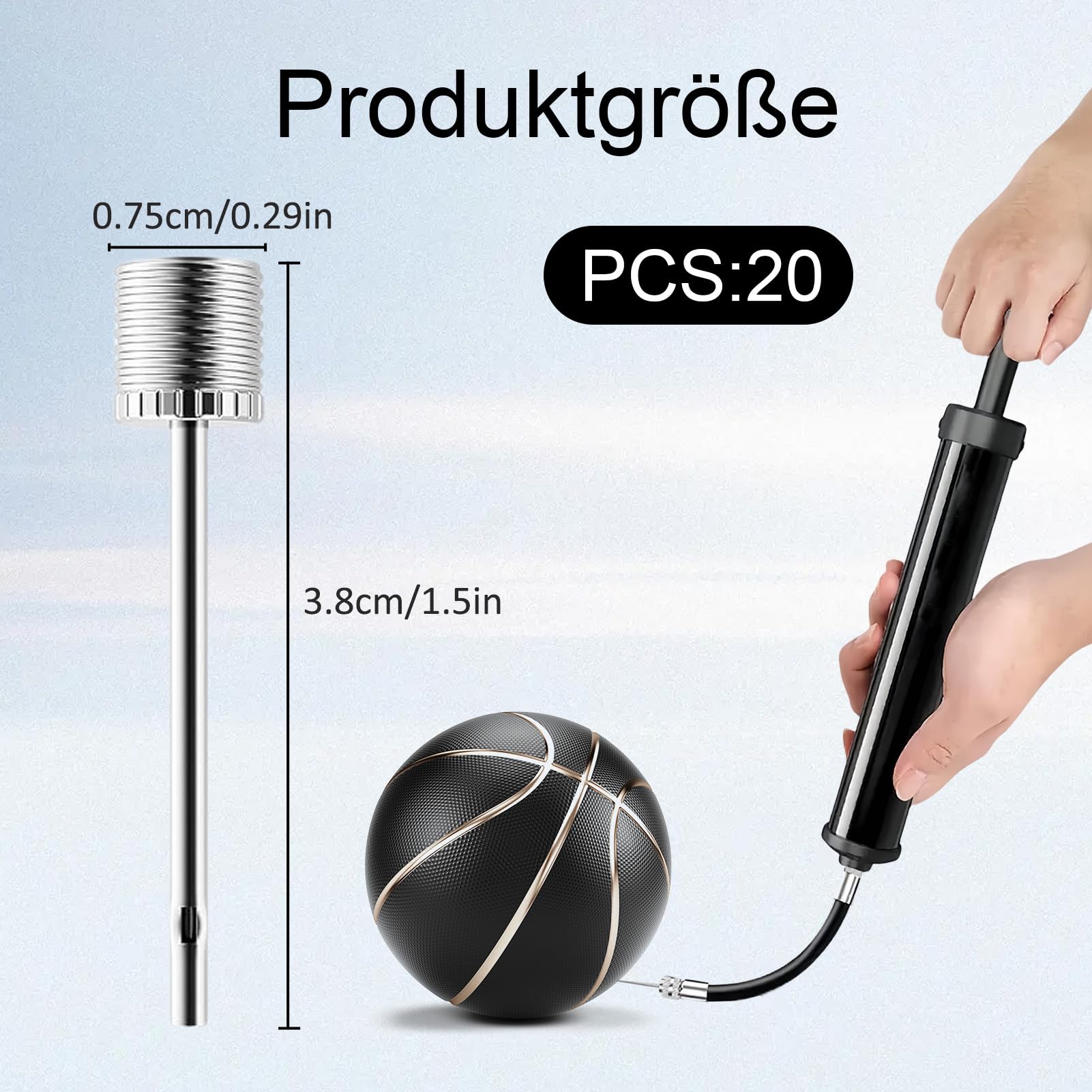 20 agujas de bomba de bola de acero inoxidable, agujas universales compatibles con bomba de fútbol, bomba de baloncesto para pelotas deportivas como fútbol, baloncesto, voleibol
