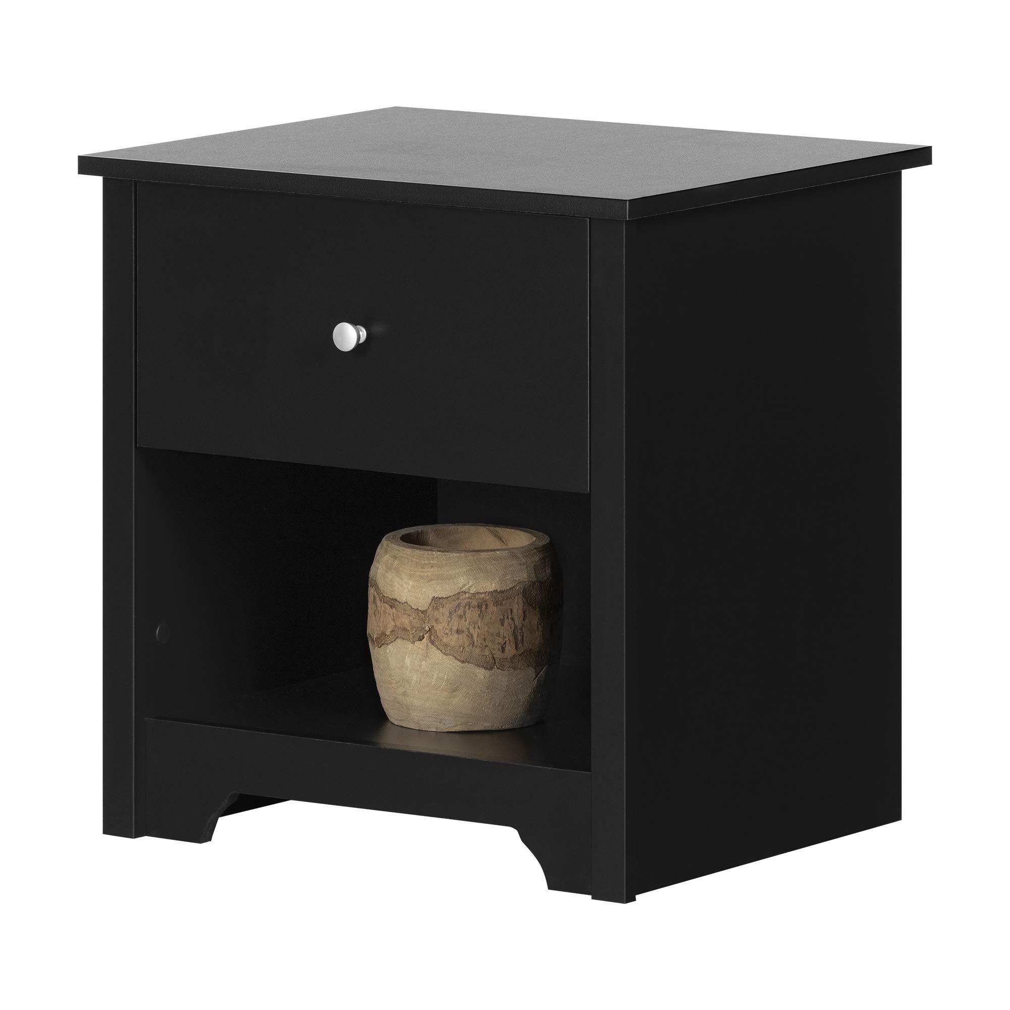 South Shore Vito 1-Drawer Nightstand-Pure Black