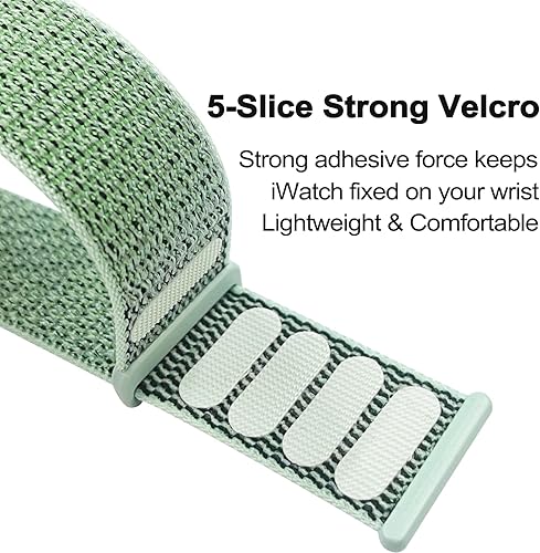 Vista 12 de 4 Pack Nylon Sport Band Compatible with Apple Watch Band 42mm 44mm 45mm 49mm Women Men, Adjustable Stretchy Solo Loop Strap for iWatch Series