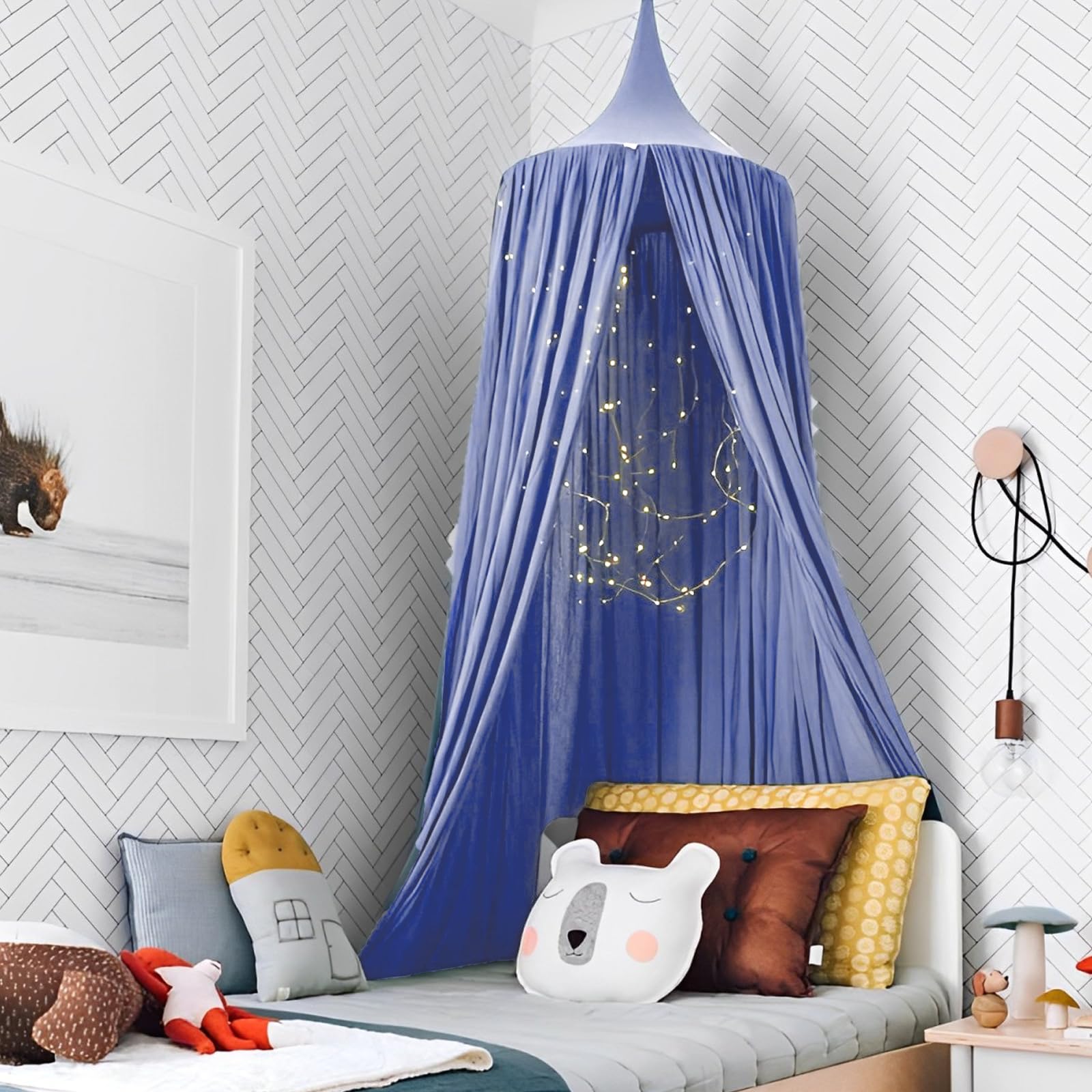 Ginkago Baldacchino per Letto Bambina Tenda a Baldacchino Baldacchino Zanzariera per Bambini Camera da Letto Decorazione (Blu royal)