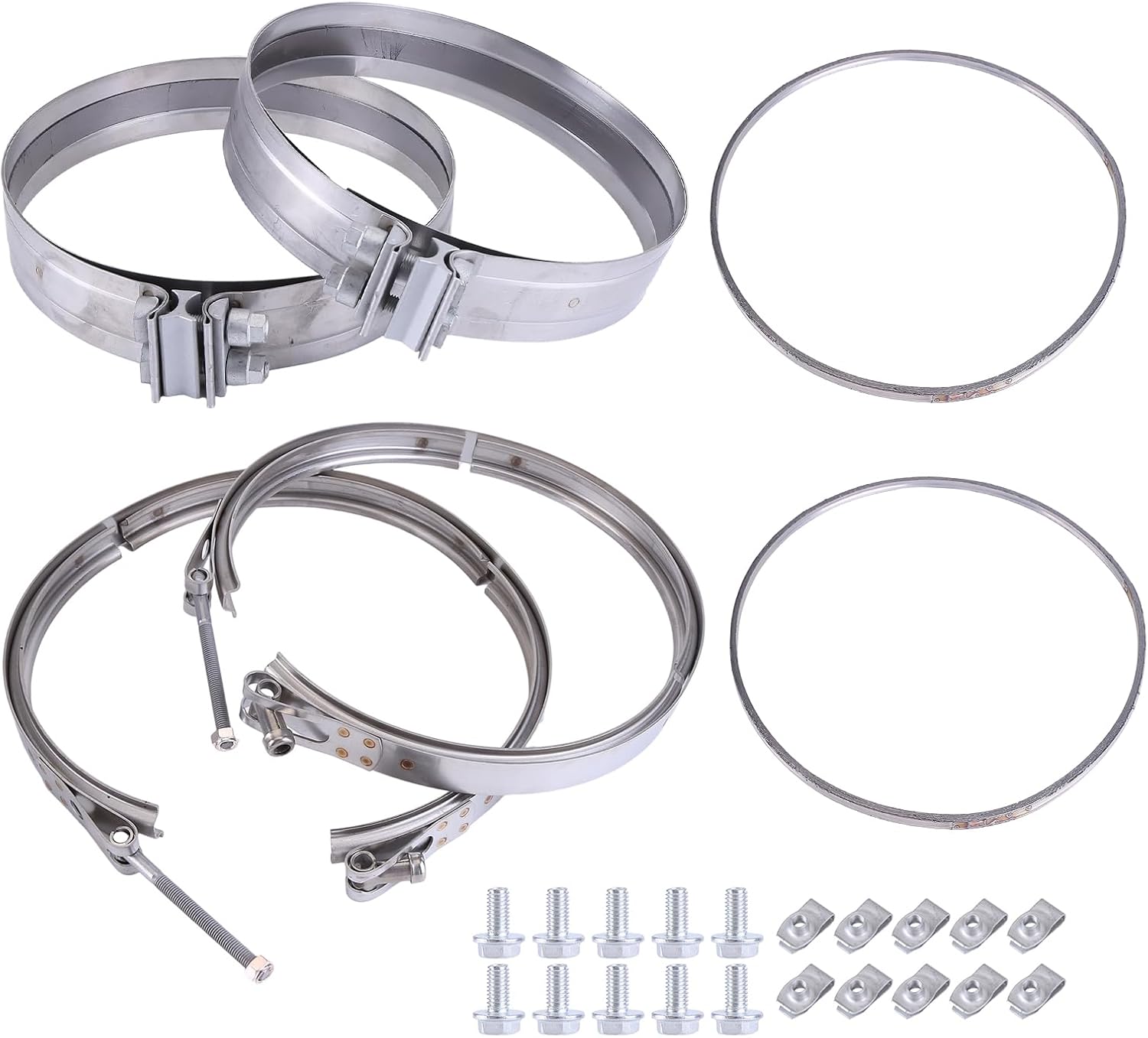 Filter Clamp & Gasket Kit Compatible with Detroit Diesel Engines DD13, DD15, DD16 Replace# A6809950202, A6809950302, A6804910480, A0004902241