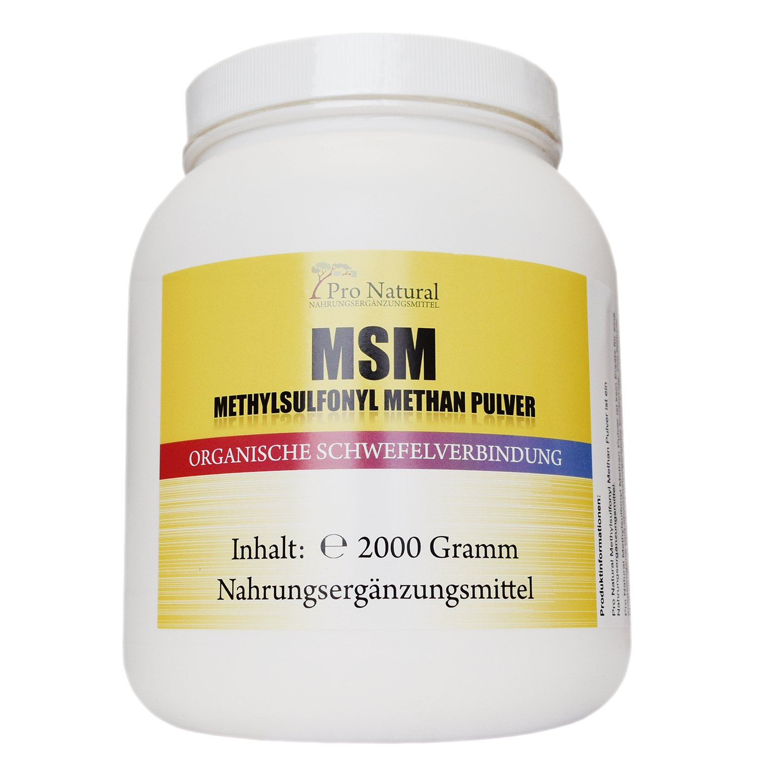 MSM Pulver | 2Kg | Organischer Schwefel pur 99,92% rein | UV-Lichtgeschützt - Standbeutel | Gelenke Bewegungsapparat Leistungsfähigkeit | Vegan Methylsulfonylmethan