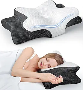 Ultra Pain Relief Cooling Pillow for Neck Support, Adjustable Cervical Neck Pillow Cozy Sleeping, Odorless Ergonomic Contour Memory Foam Pillows, Orthopedic Bed Pillow for Side Back Stomach Sleeper