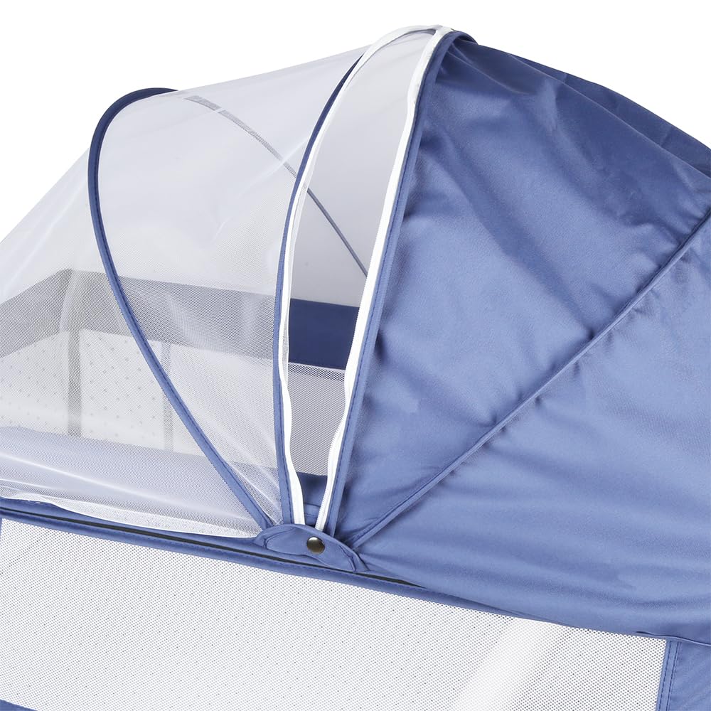 HUOLE Cuna para Recién Nacido, Sostenible, Compatible con Diferentes Camas, Altura Ajustable（4 Alturas）, Inclinable, Buena Circulación de Aire, Colchón Incluidos-104 * 52 * 100-110 cm-Azul Marino