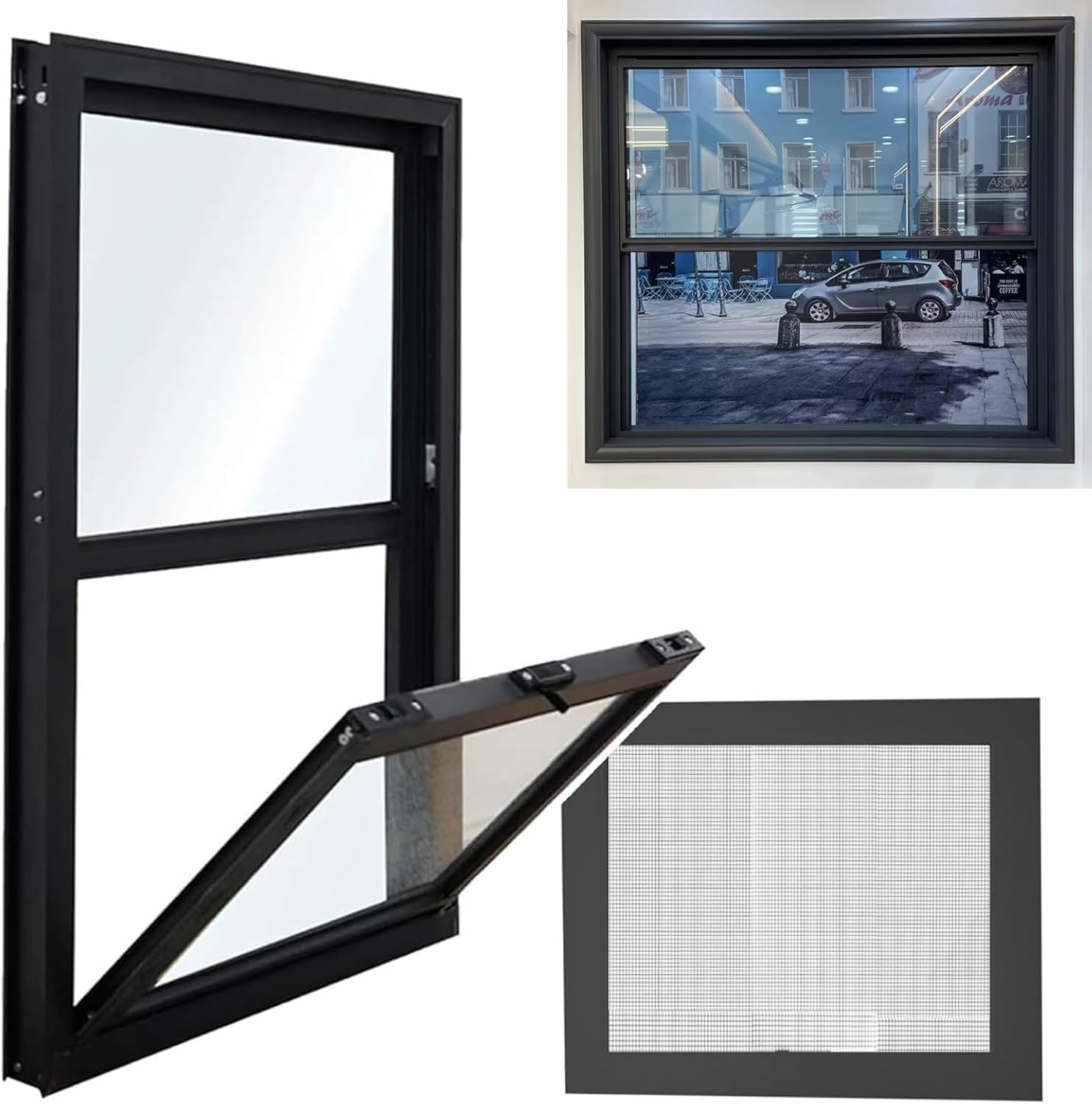 YVYKFZD Aluminum Shed Window, Vertical Sliding Window Lockable, Basement Replacement Windows with Screen, Mobile Venting Home Windows for Barns, Garages, Bathroom(17X26in/43x66cm (WxH))