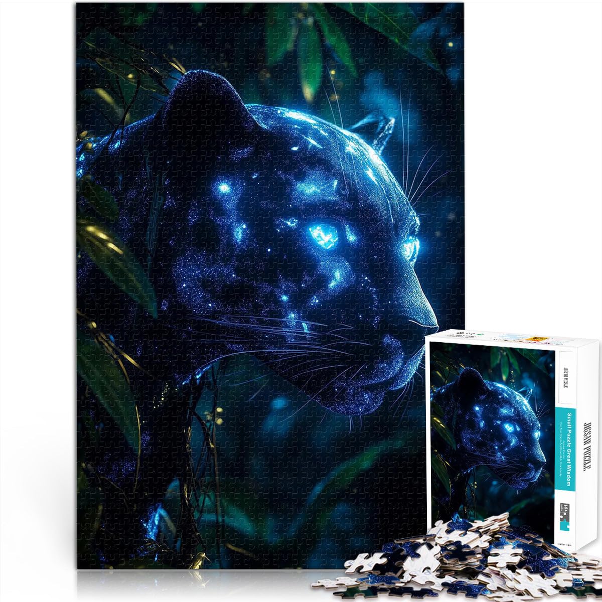 teenagers 1000 Pieces Puzzle Glowing Panther in Jungle Educational Family Game 26x38cm Unique Home Decor and Gifts for and Age 14 — image 1