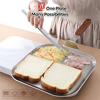 WAGENSTEIGER Stainless Steel Square Griddle Pan/Plate with Wooden WAGENSTEIGER Stainless Steel Square Griddle Pan/Plate with Wooden