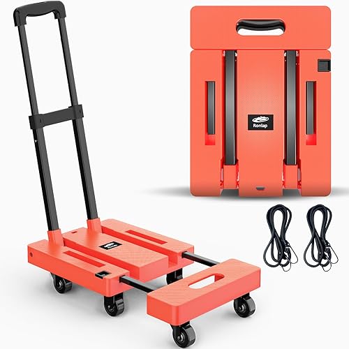 Ronlap Camión de mano plegable, carrito plegable para mudanza, carrito de equipaje resistente de 500 libras, carrito de plataforma portátil plegable