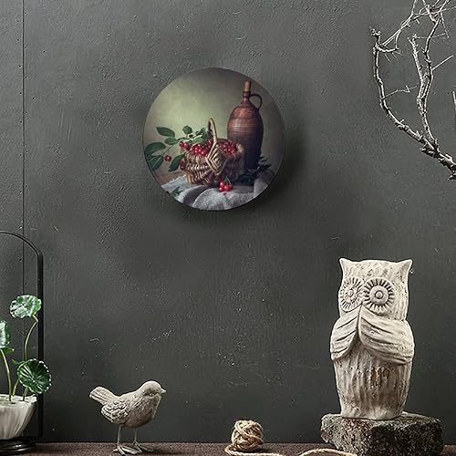 Miniatura 7 de LIGUTARS Still Life - Platos decorativos de cerámica de frutas, melocotones de uva y jarra, con soporte vertical, placa de porcelana artística, apto