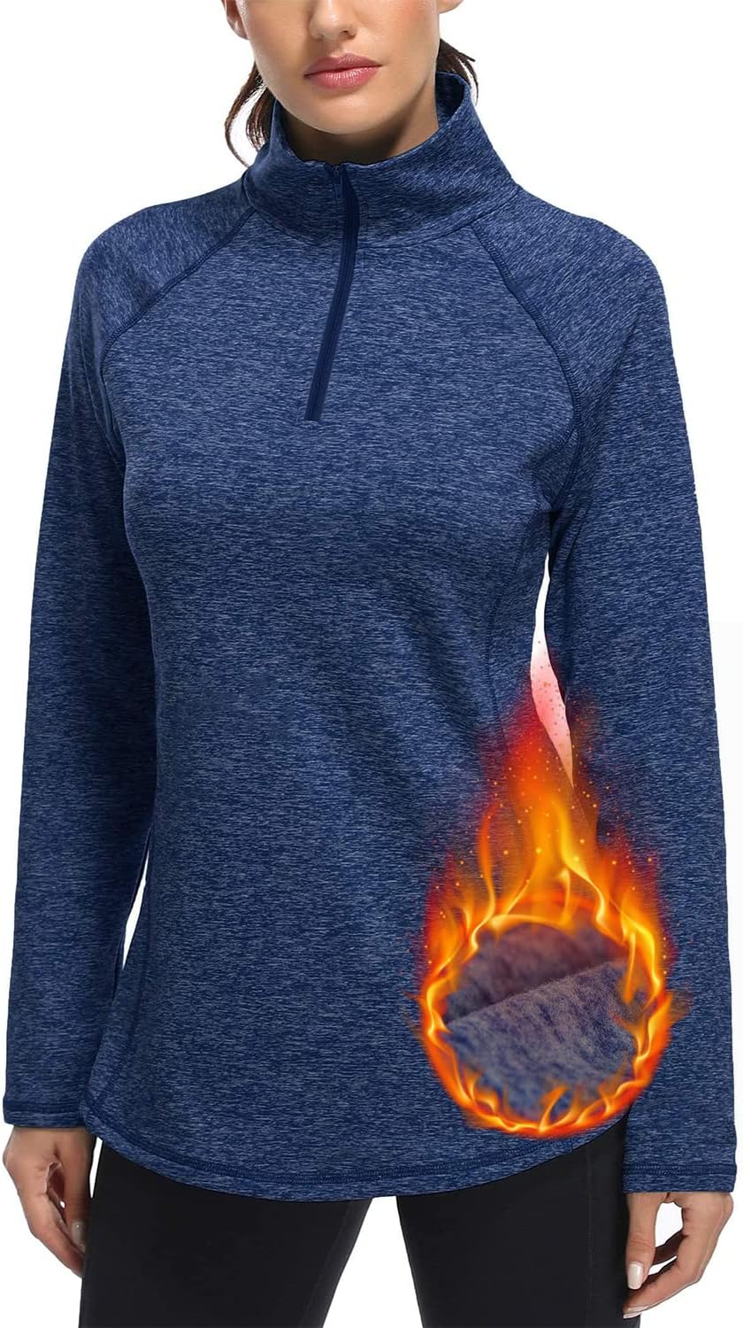 Miusey Womens Quarter Zip Running Pullover Jackets Long Sleeve Workout Tops (PRIME) - Image 2